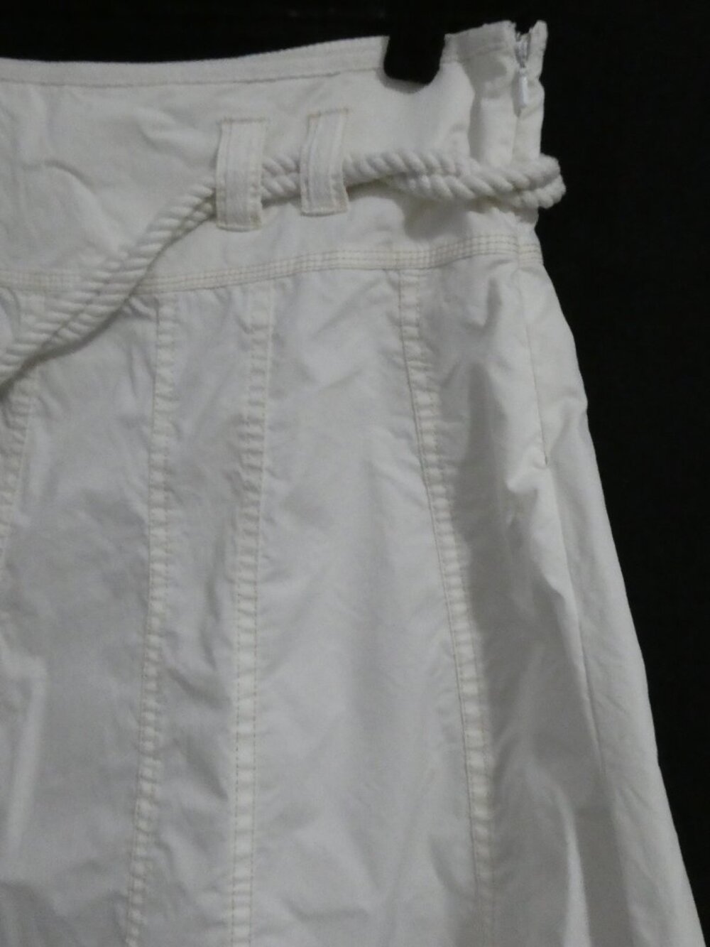 CONTEMPORAINE By SIMONS White Cotton A-Line Skirt with Braided Belt - Size 12 - Picture 6 of 15